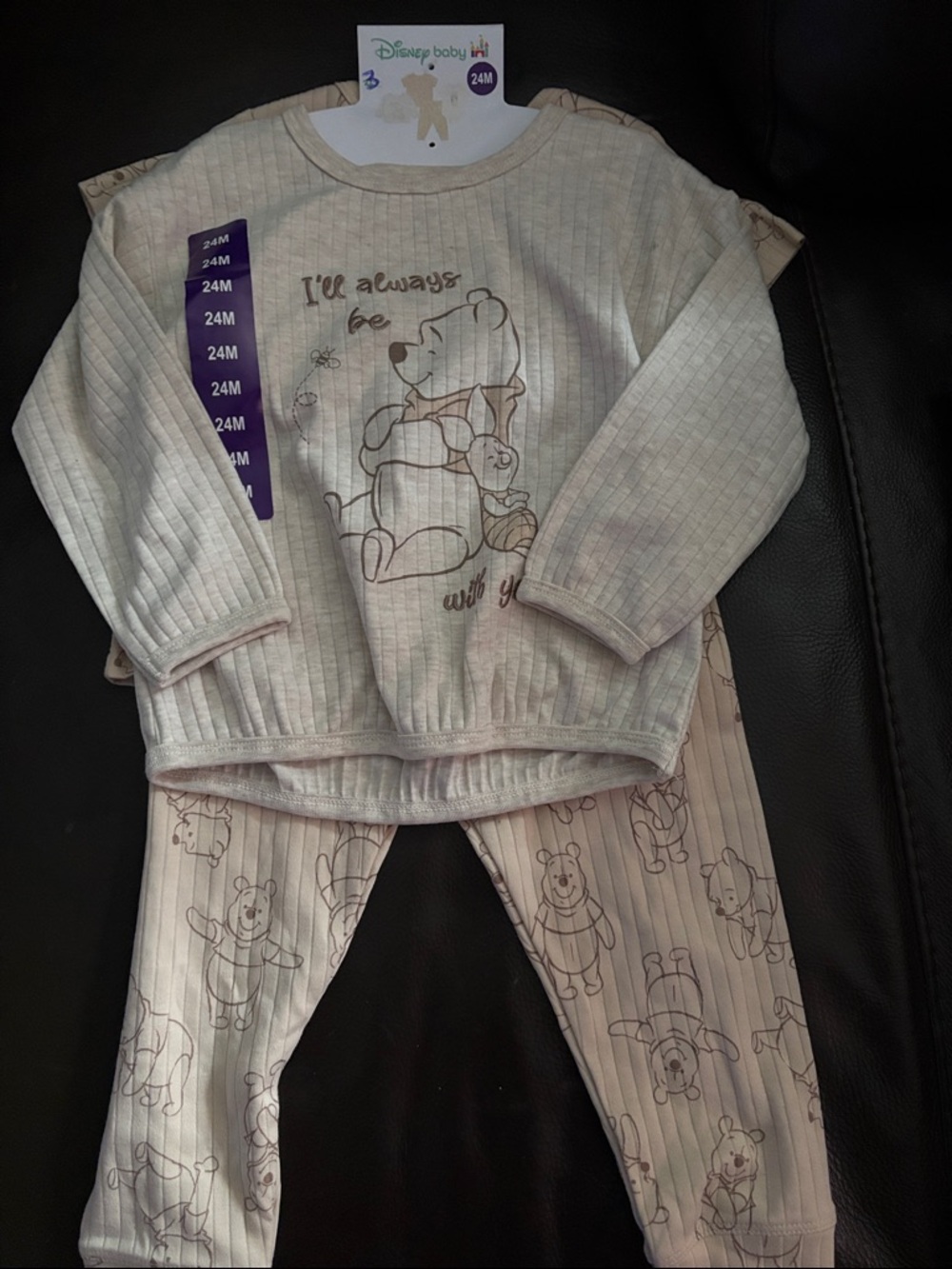 Disney Cream and Brown Winnie the Pooh Kids Three-Piece Pajama Set